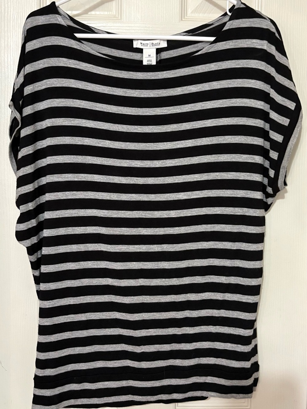 White House Black Market Black and Gray Striped Women's Top sz M
